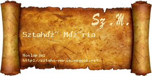 Sztahó Mária névjegykártya