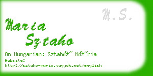 maria sztaho business card